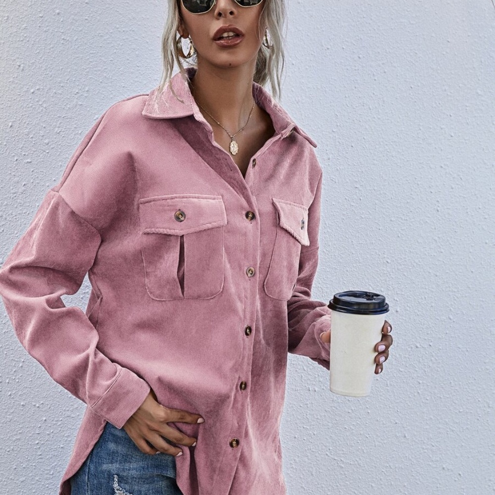 Boyfriend fit oversized shacket jacket corduroy - Picture 5 of 14